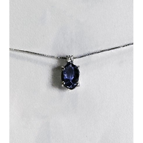 Bibigi Gioielli, Collana in Oro bianco, Diamanti e Tanzanite Ovale CK0001TZ264