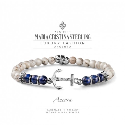 Still Bracelet Silver &amp; Lapis Aulite White Made In Italy G3009