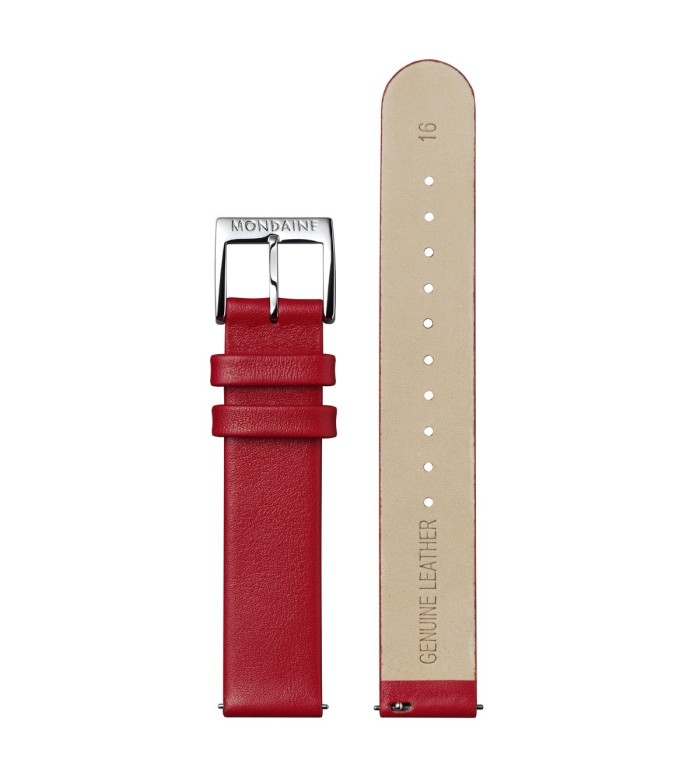 Cinturino rosso lucido in Pelle 16 mm