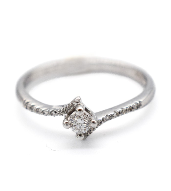 Nardelli Jewels - Solitaire Ring in 18 Kt White Gold and Diamonds