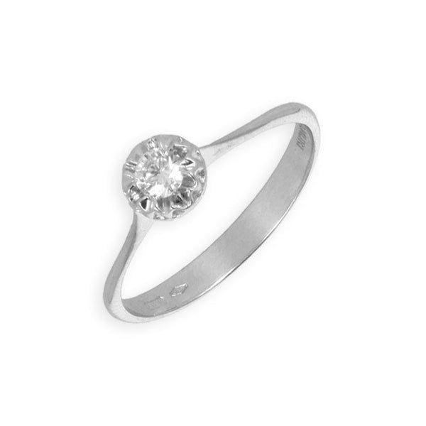 Solitaire ring in 18K white gold and 0.05 kt diamond