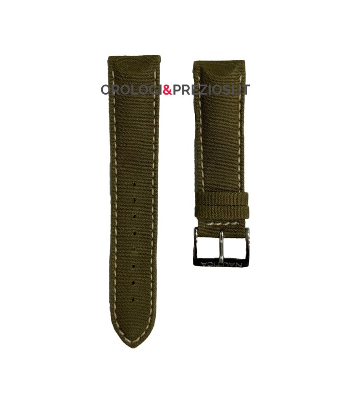 Canvas Leather Strap Military Green for Nautica Watch 22mm