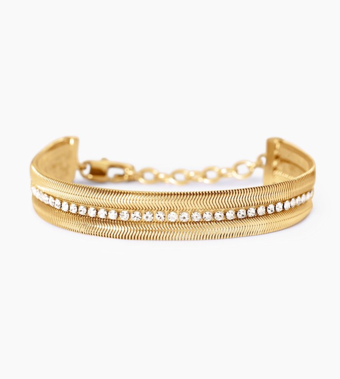 Kidult Golden bracelet with double chain and tennis 831013