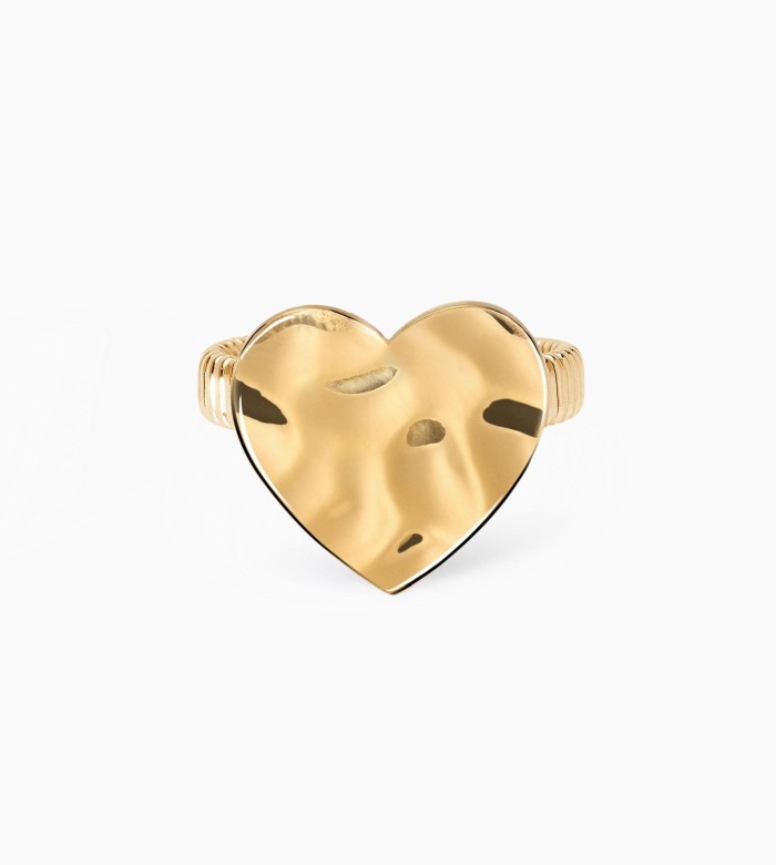 Kidult Golden ring with hammered effect heart 821003