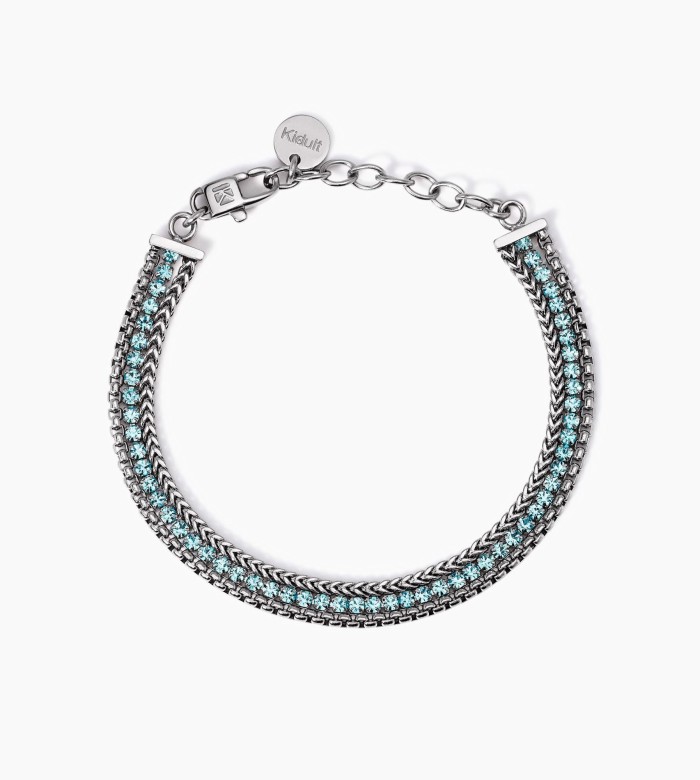 Kidult Bracelet with two chains and blue tennis 831027