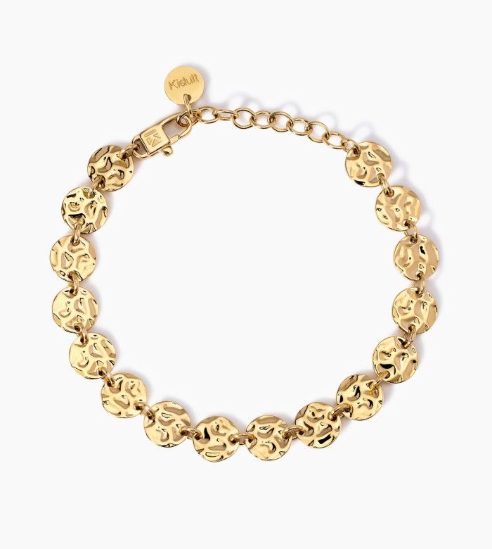 Kidult Golden bracelet with hammered effect rounds 831007