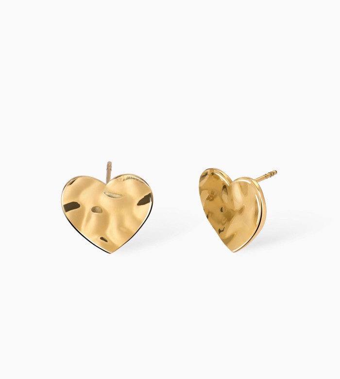 Kidult Hammered effect golden heart earrings 861009