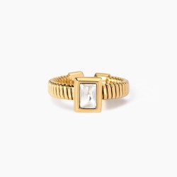 Kidult Golden tubogas ring with zircons 821001